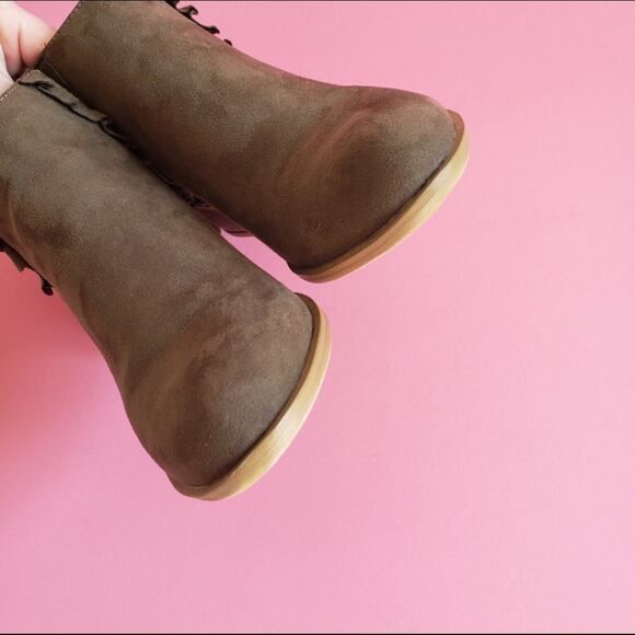 Justfab Olive Ruffle Faux Suede Bootie - Picture 7 of 8